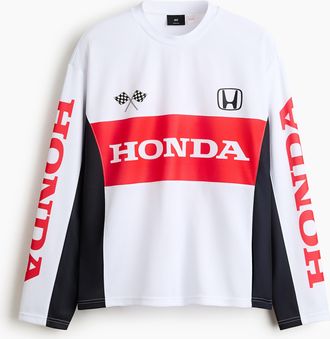 H&M Langarmshirt aus Mesh in Oversized Fit - White