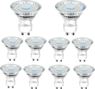 OEM 10 Bombillas Led Gu10 Equivalentes A Una Bombilla Hal&oacute;gena De 50 W, 4 W, Luz Blanca Diurna De 6500 K, Haz Angular De 120&deg;