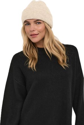 Kaffe Womens Hat Slim Fit Accesory Folded Edge Rib Knit Hood, Grey Mix, One Size