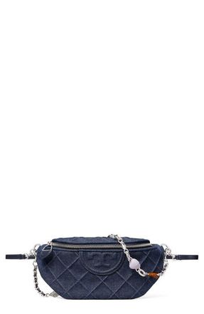 Tory Burch Fleming Quilted Denim Belt Bag in Blue at Nordstrom