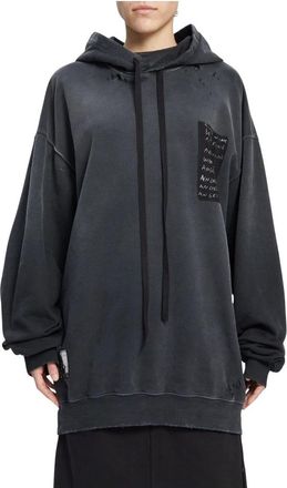 Ann Demeulemeester Comfortabele Hoody met Bedrukte Patches - Dames - Hoodies - Zwart - S - Hoodies & sweatvesten