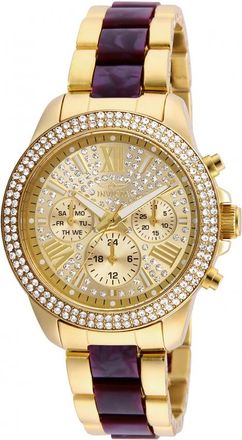 Invicta Angel Chronograph Crystal Pave Dial Gold-plated and Purple Resin Ladies Watch 20508