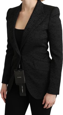 Dolce & Gabbana Womens Black Brocade Single Breasted Blazer Jacket Clothing