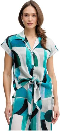 Joseph Ribkoff Casual Abstract Short-Sleeve Shirt - Dames - Overhemden - Veelkleurig - 2XL - Polyester - Overhemden