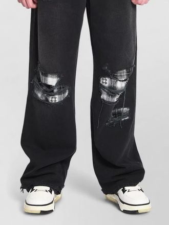Amiri flannel repair baggy denim jeans