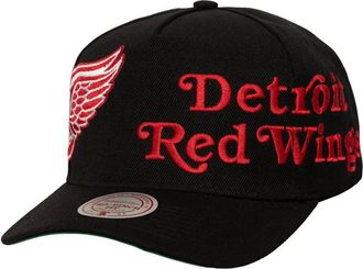 Mitchell & Ness Mens Mitchell & Ness Black Detroit Red Wings Busted Logo Wordmark Wrap-Around Pro Pinch Adjustable Hat at Nordstrom