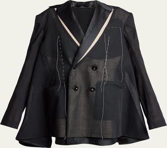 sacai Deconstructed Wool Organza Double-Breasted Jacket