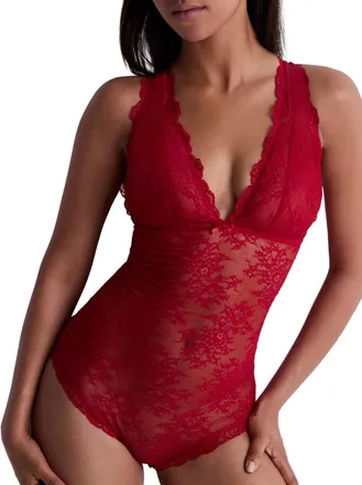 Aubade Womens Danse Des Sens Plunge Bodysuit - Red Polyamide - Size X-Small