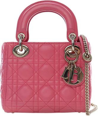 Dior Borsa a tracolla Lady Dior mini in pelle di agnello con motivo Cannage 2018 - Rosa