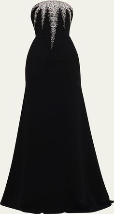 Naeem Khan Strapless Crystal-Embellished Crepe Fit-&-Flare Gown