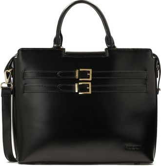Kazar Elegante zakelijke tas versierd met strepen - Dames - Handtassen - Zwart - ONE Size - Leer - Tassen