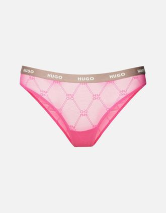HUGO BOSS Womens Sporty Logo Lace Brief, Bright Pink - Size: 10