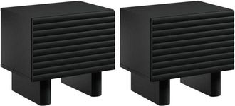 Vente-Unique Vente-unique - Lotto di 2 comodini 1 anta mdf Nero - ludima