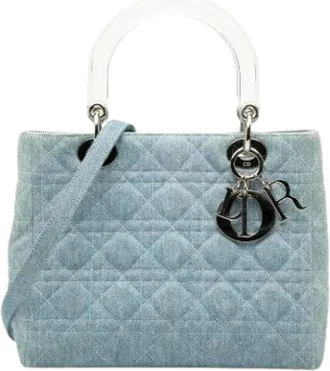 Dior Pre-owned Handbags, female, Blue, Size: ONE SIZE Pre-owned Lady Dior Satchel