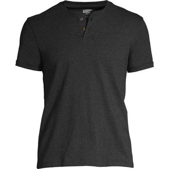 Lands End Short Sleeve Super-T Henley in Dark Charcoal Heather at Nordstrom, Size Xx-Large