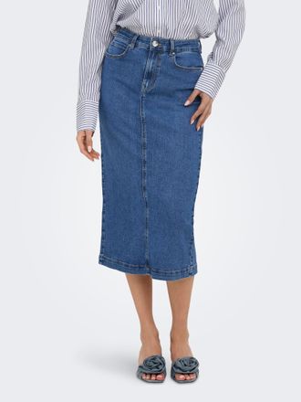 Only Jeansrock ONLY ONLWONDER MIDI BACK SLIT SKIRT PIM DNM, Damen, Gr. XS (34), blau (medium blau denim), Denim/Jeans, Obermaterial: 79% Baumwolle, 20% Pol