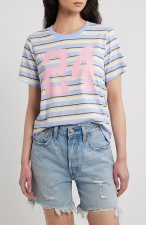 Vinyl Icons Striped 24 Graphic T-Shirt in Light Blue at Nordstrom, Size X-Small