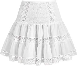 Charo Ruiz Ibiza Hortens Lace-embellished Cotton-blend Mini Skirt - White - S (UK8-10 / S)