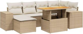 vidaXL Vidaxl - Set Sof&aacute;s De Jard&iacute;n 7 Piezas Y Cojines Rat&aacute;n Sint&eacute;tico Beige