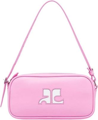 Courr&egrave;ges Italiaanse Leren Baguette Tas - Dames - Schoudertassen - Roze - ONE Size - Leer - Tassen
