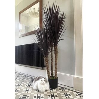 Leaf Artificial Yukka Tree Plant Spiky UV Resistant Outdoor Tree Triple Dark Red & Brown Botanik in Dark Brown