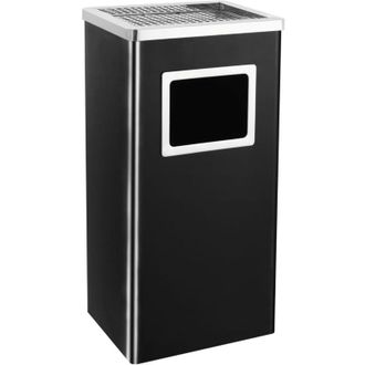vidaXL Papelera Con Cenicero De Acero Negro 45 L Vidaxl