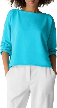 Eileen Fisher Bateau Neck Boxy Top in Aquarius at Nordstrom, Size X-Large