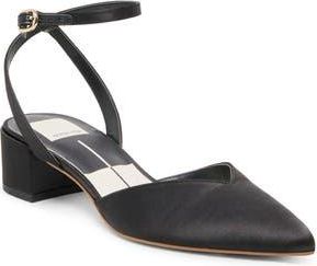 Dolce Vita Carrey Pointed Toe Pump in Onyx Satin at Nordstrom Rack, Size 6.5