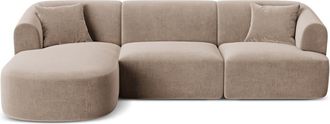 Cosmopolitan Design Sof&aacute; esquinero izquierdo modular 4 plazas de terciopelo beige oscuro