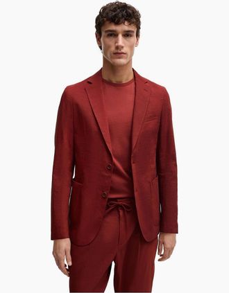 HUGO BOSS Mens Hanry Blazer Regular Fit Jacket - Red - Size: 42/Regular