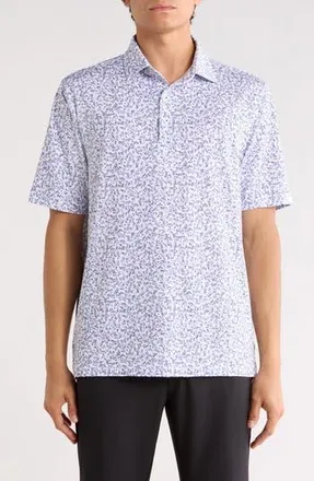 Greg Norman Ocean Floral Print Knit Polo in White at Nordstrom Rack, Size Xx-Large