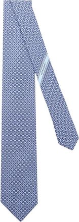 Ferragamo Gancini Patroon Zijden Stropdas - Heren - Stropdassen - Blauw - ONE Size - Accessoires