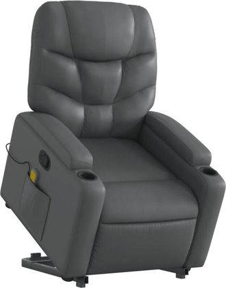 vidaXL Vidaxl - Sill&oacute;n Reclinable De Masaje De Pie Cuero Artificial Gris