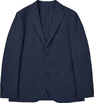 Montedoro Red button single-breasted blazer - men - Cotton/Ramie/Polyester - 48 - Blue