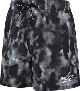 Reebok Badeshorts REEBOK Milan, Herren, Gr. XL, N-Gr, schwarz, Microfaser, Polyester, unifarben, Badehosen Badeshorts, mit Kordelzug und elastischem Bund, Ti