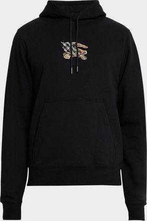 Burberry Mens EKD Check Logo Cotton Slim-Fit Hoodie