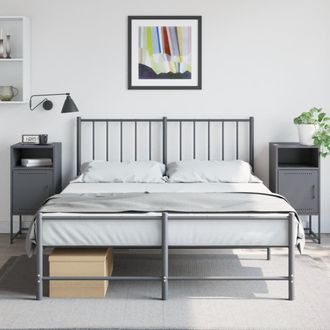 Berkfield Home Bedside Cabinets 2 pcs Anthracite 36x39x78 cm Steel in Black | Size: 36 x 39 x 78 cm