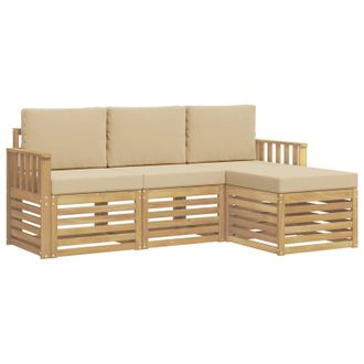vidaXL Conjunto De Sof&aacute;s De Exterior 4 Pcs Y Beige Vidaxl