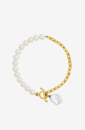 Dower & Hall Timeless Keshi Pearl Chain Bracelet in Yellow Gold Vermeil at Nordstrom, Size Medium