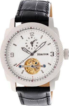 Heritor Helmsley White Dial Leather Automatic Mens Watch HR5005