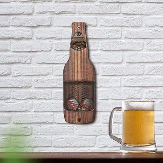 OEM Abrebotellas De Pared De Madera Vintage, Compatible Con Cesta De Almacenamiento + Botella De Vino, Bares, Fiestas Y Decoraci&oacute;n Vintage