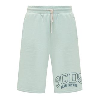 GCDS Casual Shorts, male, Green, Size: L Logo Sweatshorts