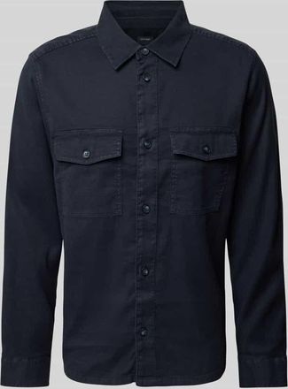 Olymp Level 5 Casual Fit Hemdjacke aus Leinen-Baumwoll-Mix in Marine, Gr&ouml;&szlig;e M