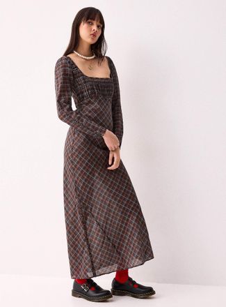 Damson Madder Womens Buttoned side slits sheer maxi dress