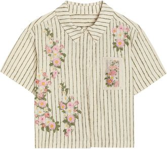 Agua Bendita Virtuosa Embroidered Cotton-blend Shirt - Multicoloured - XS (UK6)