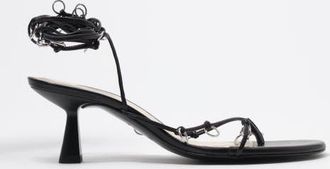 Bimba & Lola Leather Heeled Sandal With Piercings in Black at Nordstrom, Size 38