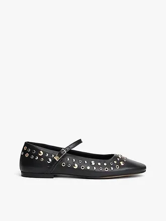 Tommy Hilfiger Stud Embellished Leather Buckle Ballerinas