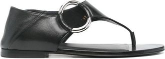 Saint Laurent Black Calfskin Flat Womens Sandals