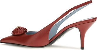 Valentino Garavani Womens Slingback Pumps Coeur Royal Russet Red Leather Calf Sandal