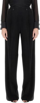 Max Mara Straight Broeken - Dames - Straight fit broeken - Zwart - XS - Leer - Broeken